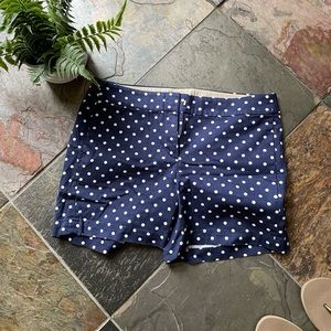 JCrew Factory NWT Navy Scalloped Shorts with White Polk-a-Dots, Size 2
